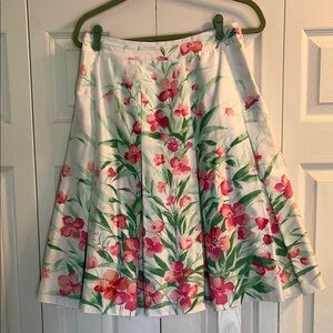 Jones New York Floral A-Line Skirt - White and Pink